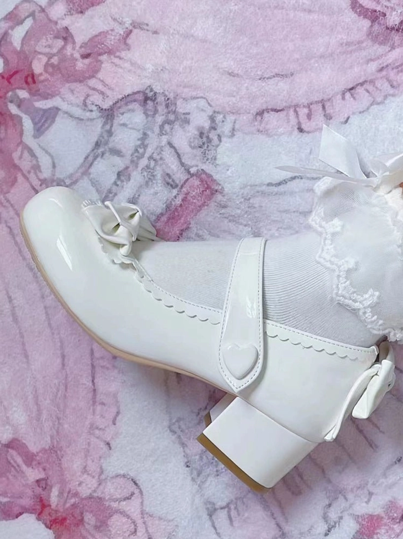 Snow white princess Lolita Mary Jane heels fairytale inspired color with classic Mary Jane design and elegant patent finish