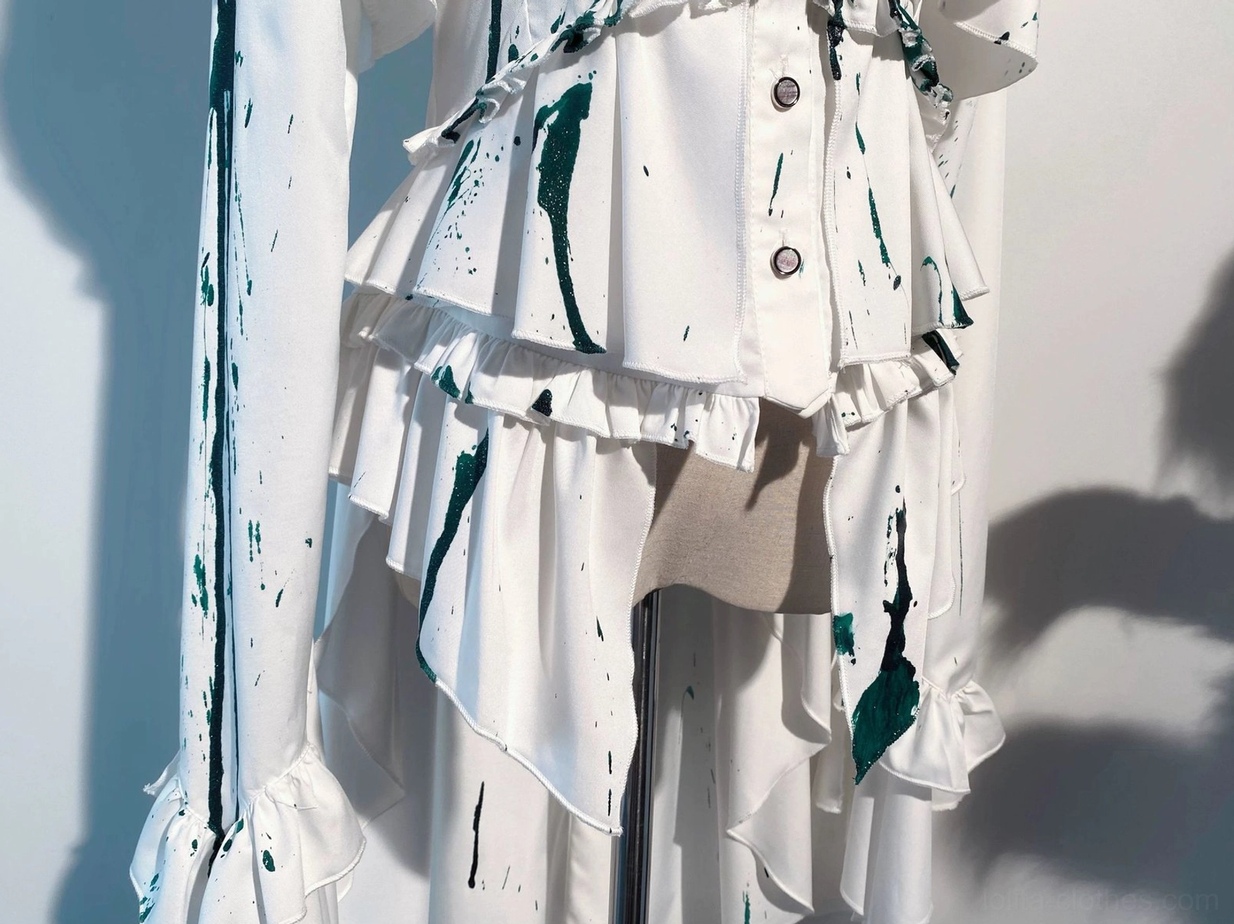 Solid white Ouji lolita blouse shown on multiple size variants, displaying consistent design quality and fit across XS to 2XL sizing options