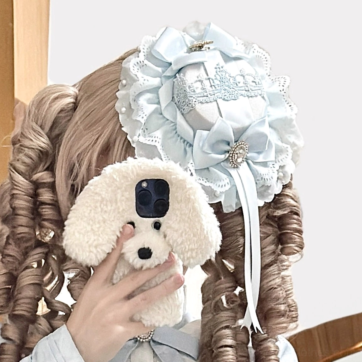 Sky blue solo puppet matching top hat one size free size lolita coordinate accessory theatrical puppet themed aesthetic