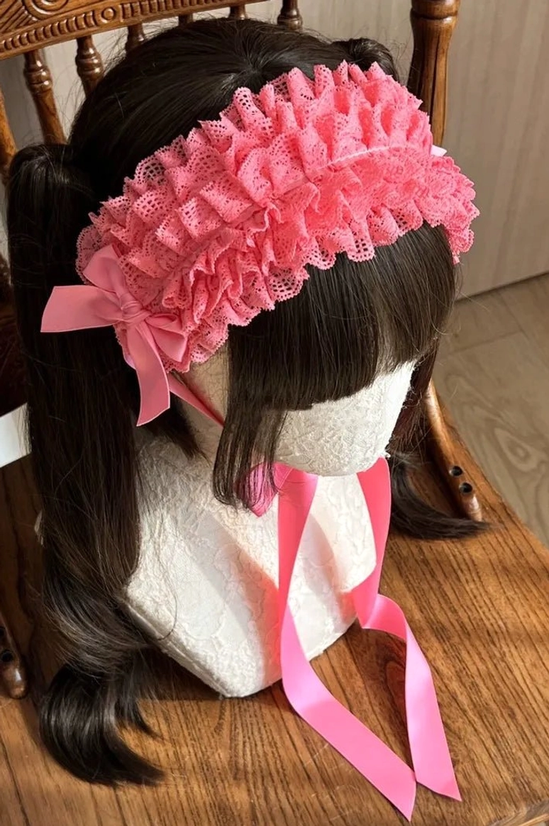 Splicable color with changeable bow lace KC headdress showing mixed colorway and interchangeable bow element options for versatile styling