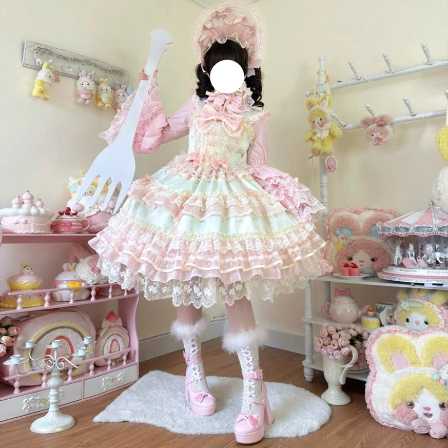 Star Love Song sweet lolita JSK dress lace-up strap adjustment close-up showing comfort-focused construction and customizable fit mechanism