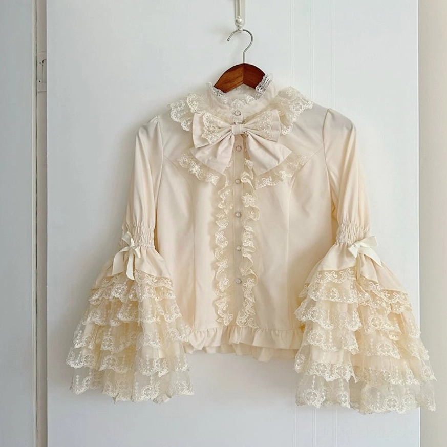 Star Love Song sweet lolita white blouse full-body coordinate view showing classic elegance, versatile neutral coloring, and refined styling