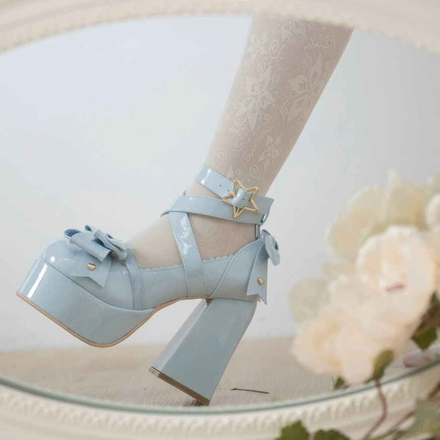 Star Prayer patent leather lolita mary jane heels versatile color palette sweet classic gothic lolita styles