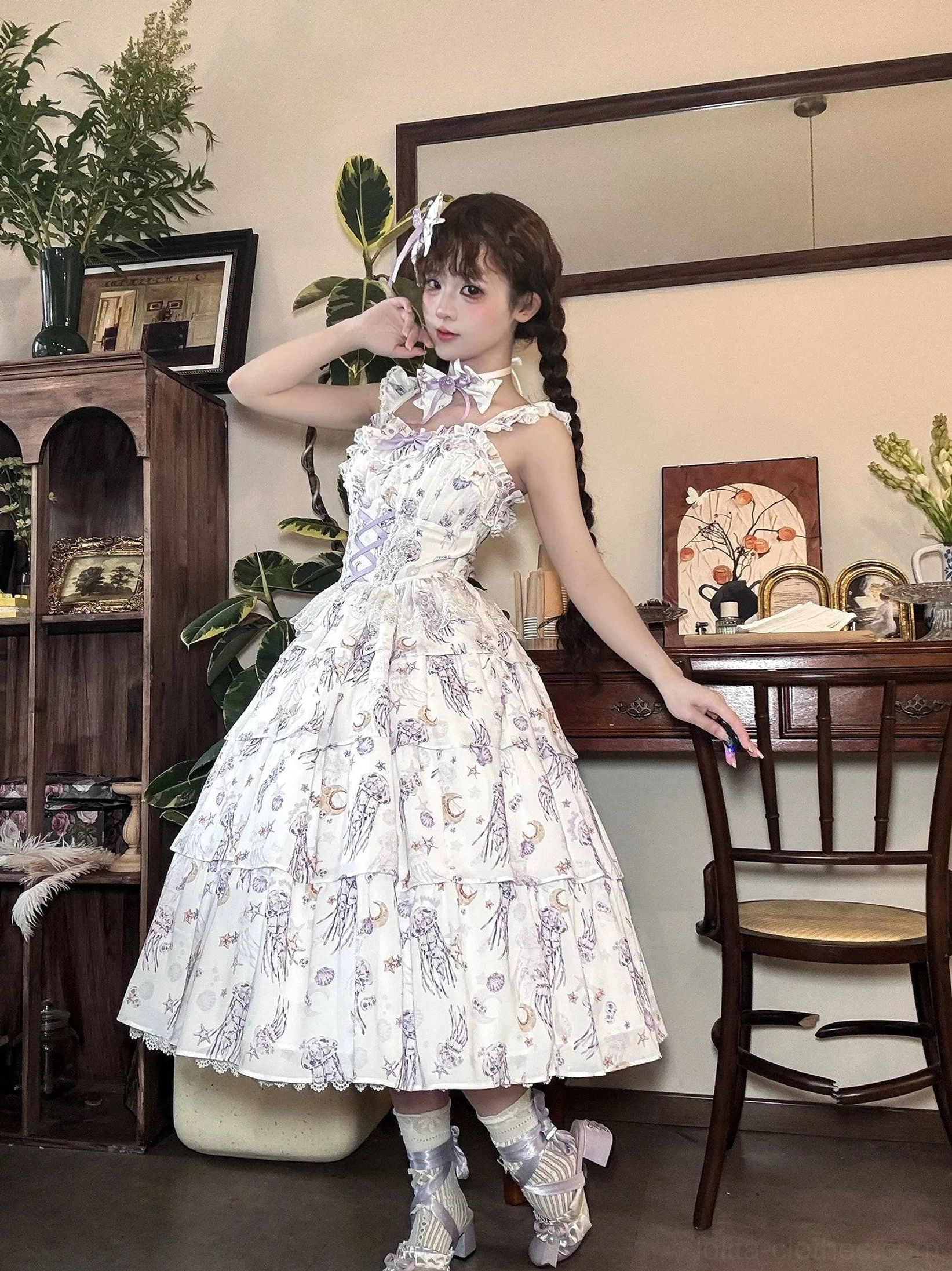Starry jellyfish classic lolita dress color options pink blue purple available variants all color choices