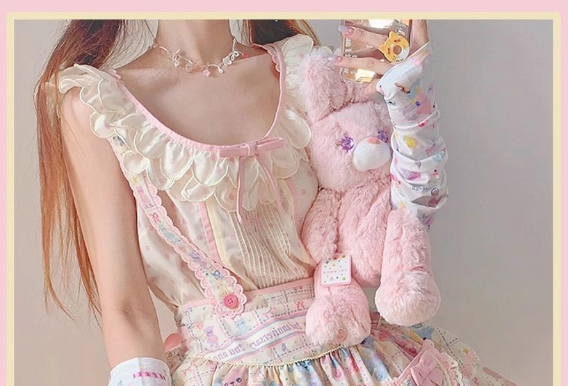 Starry pudding bear sweet lolita collection size chart measurements and fabric material care instructions