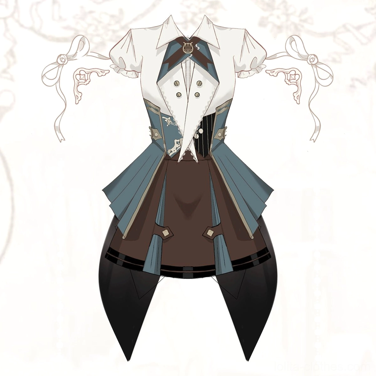 steampunk lolita three-piece ensemble complete outfit photo all pieces coordinated together