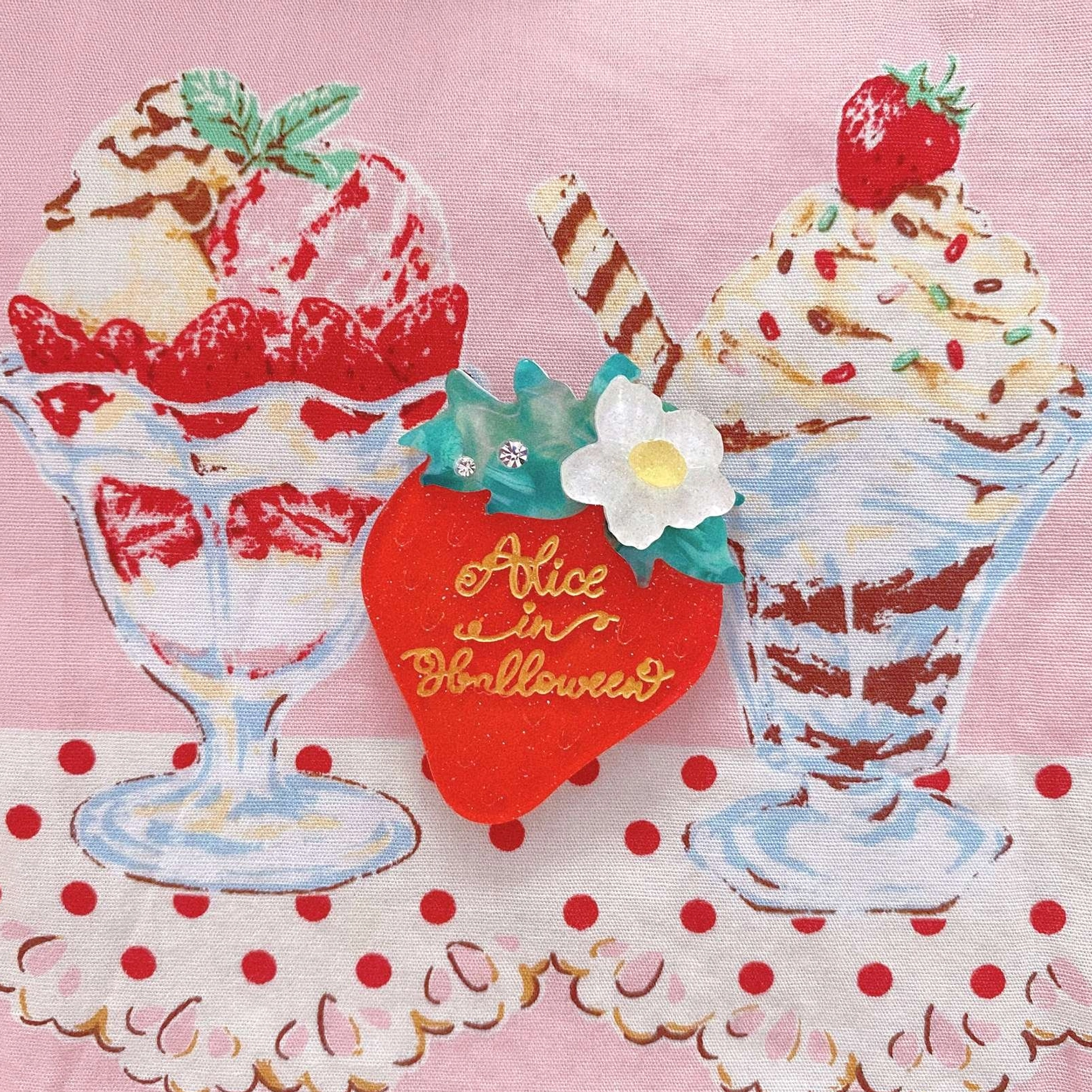 Strawberry brooch hairpin lolita accessory two-in-one multi-use styling