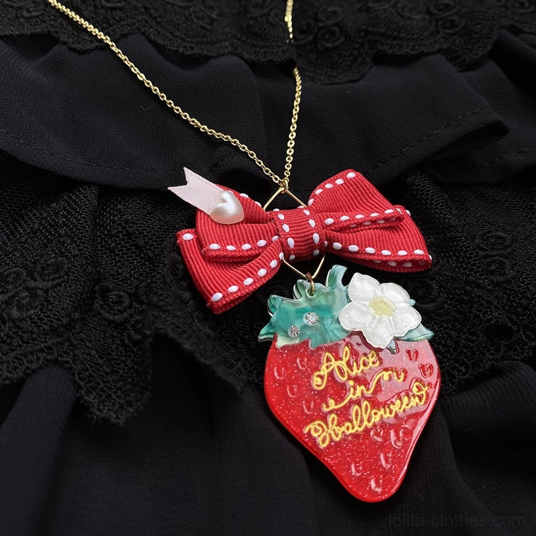 Strawberry bunny dual use hair clip lolita accessory single piece displayed