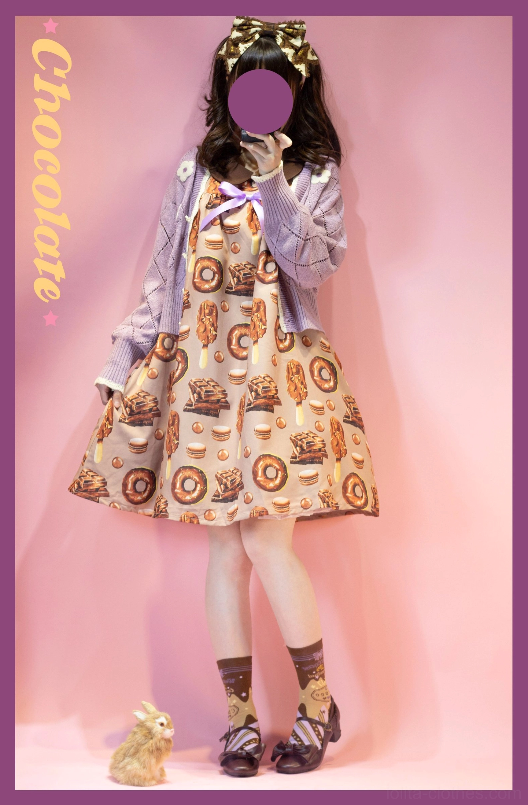 Strawberry red-chocolate lolita socks gothic coordinate with black sateen skirt dark aesthetic complete outfit example
