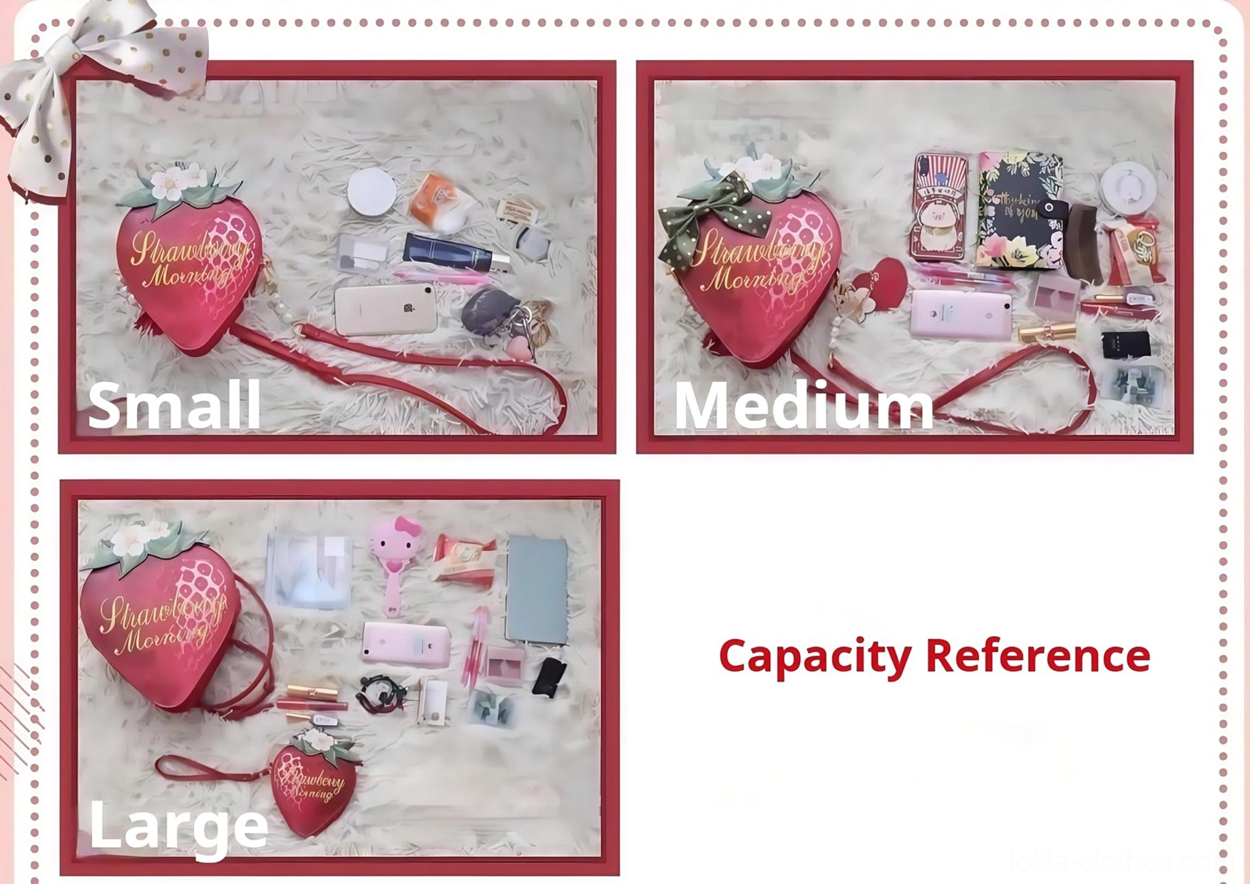 Strawberry lolita bag fairy kei style pastel coordinate fluffy cardigan whimsical aesthetic