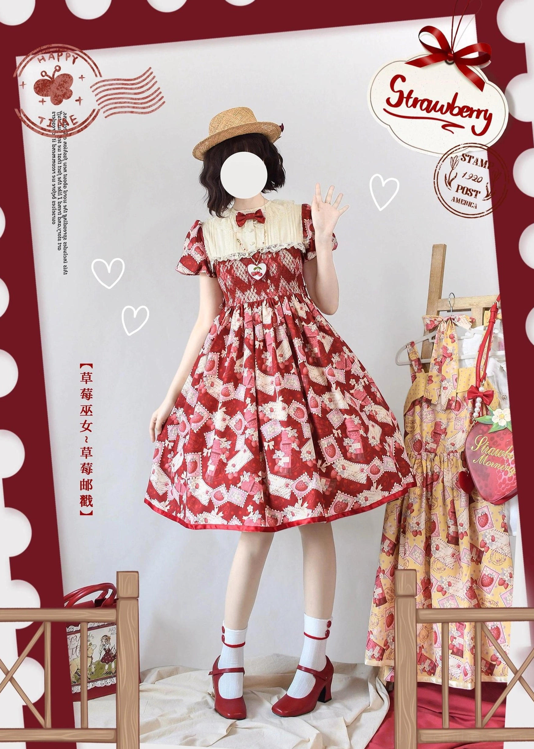 Strawberry Lolita OP dress size range display showing fit across multiple sizes S through 3XL, inclusive sizing for diverse body types in lolita community