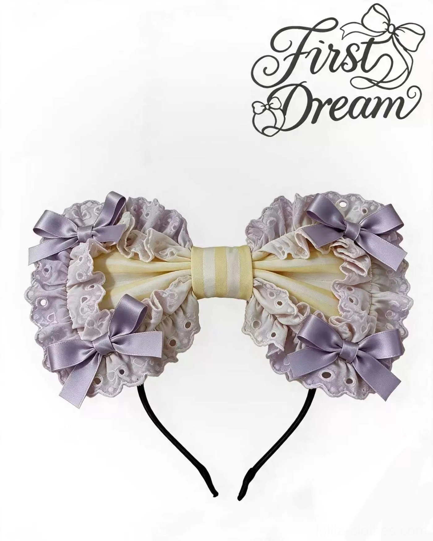 Petticoat styling recommendation for striped old school Lolita JSK showing proper bell-shaped silhouette volume and ruffled skirt structure