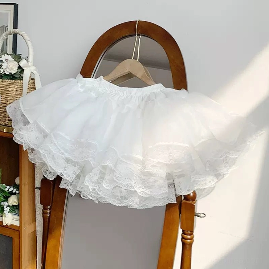 Super violent petticoat standalone product view in deep bold color, designed to layer beneath Wa Lolita OP dress for enhanced volume, ruffles and dramatic silhouette effect