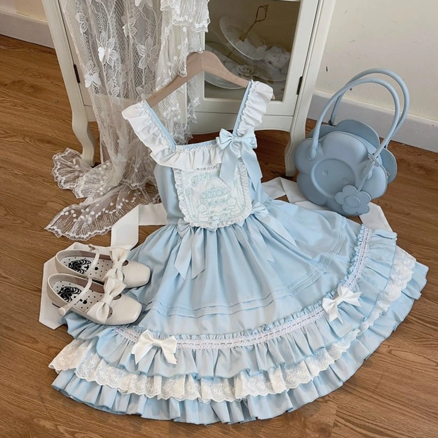 Sweet Lolita JSK dress headbow coordination lace headbow bonnet styling Lolita fashion traditional accessories
