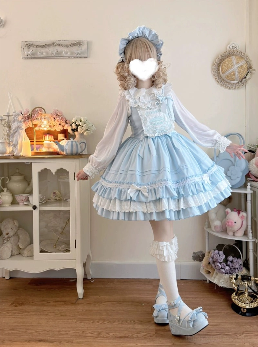 Sweet Lolita JSK dress size chart measurements S M L length bust elasticity back panel specifications