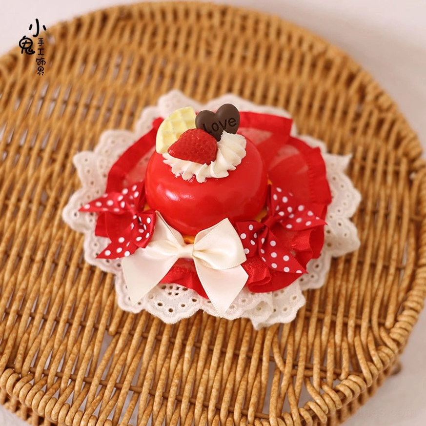 Sweet cake Lolita hairpin size #7 featuring delicate dessert-themed design embroidered lace details and coordinated color palette for Lolita meetups