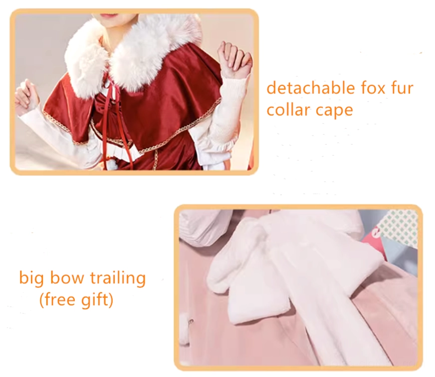 Sweet lolita matching accessories detachable fox fur red velvet collar cape puff sleeve inner blouse water-soluble lace