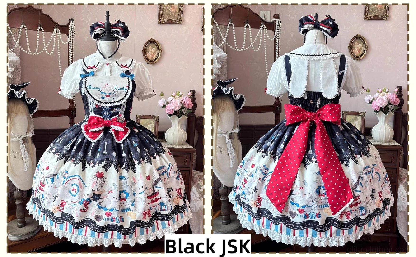 Sweet Lolita accessory styling bunny ear headbow ribbon bow brooch coordination ideas