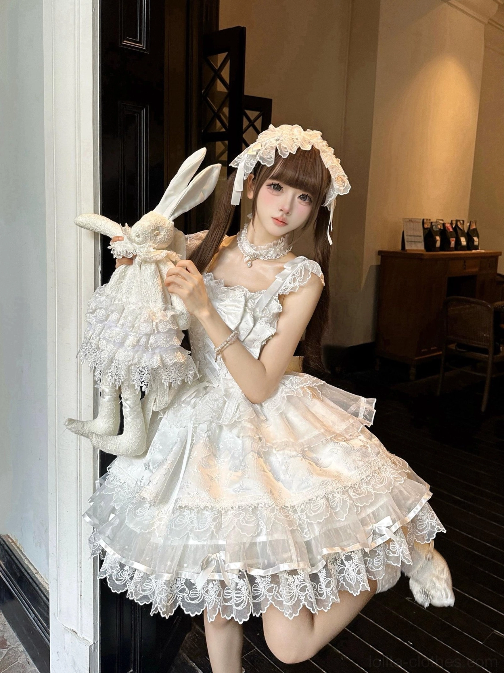 Sweet lolita ballet JSK front bow decoration detail large prominent chest accent removable design