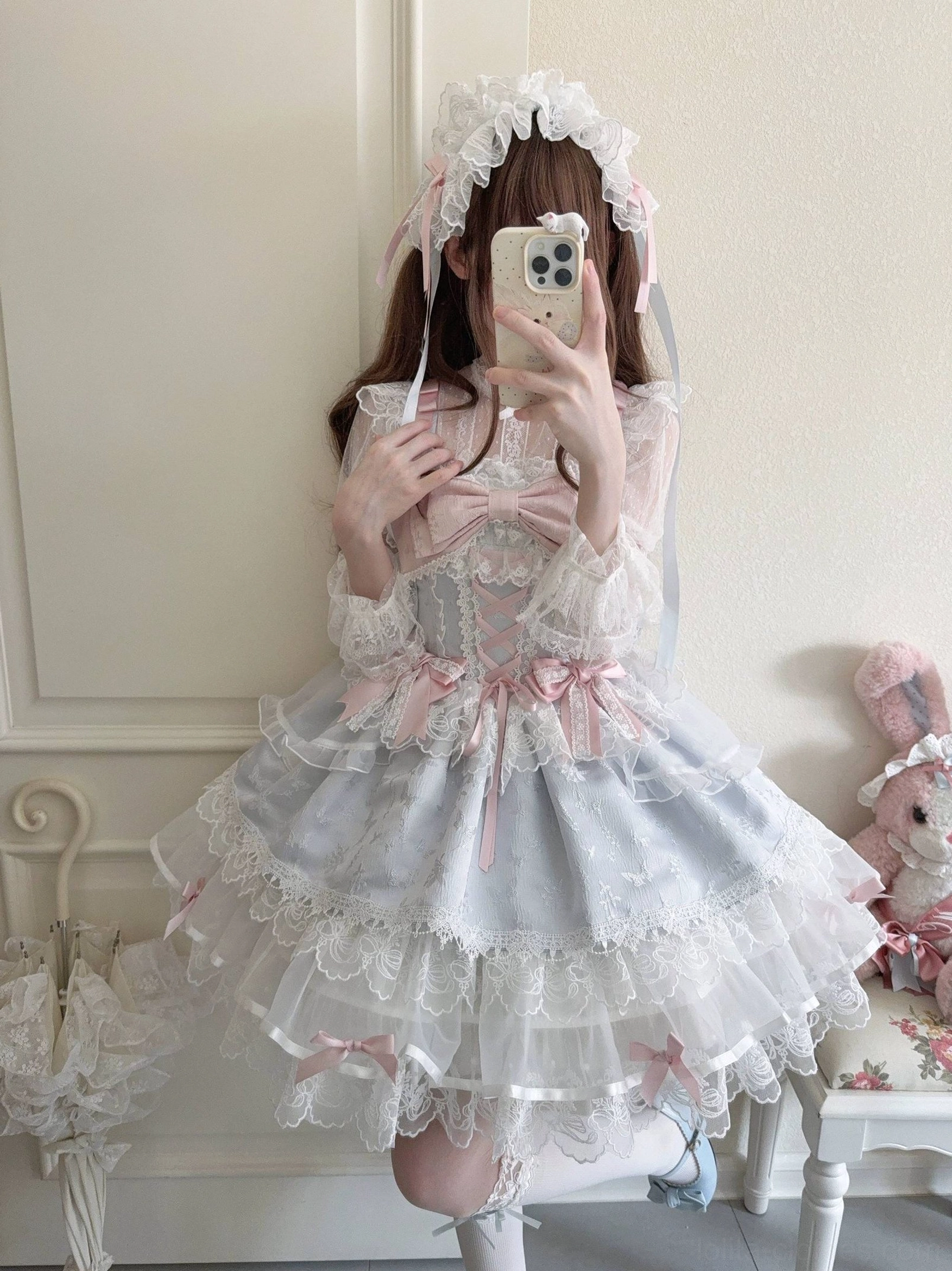 Sweet lolita ballet-style jumper dress JSK pullover design back shirring flexibility comfort fit