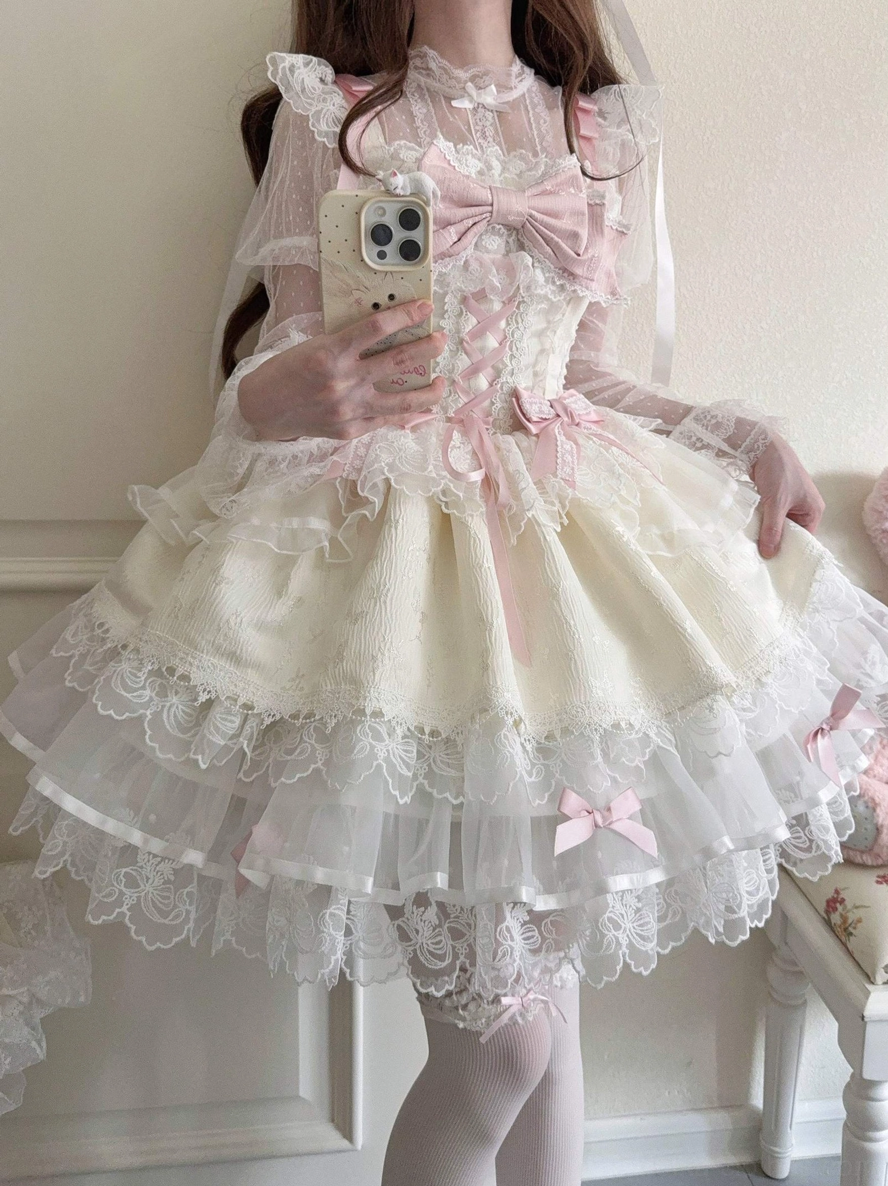 Sweet lolita ballet-style jumper dress JSK size chart measurements guide fitting reference
