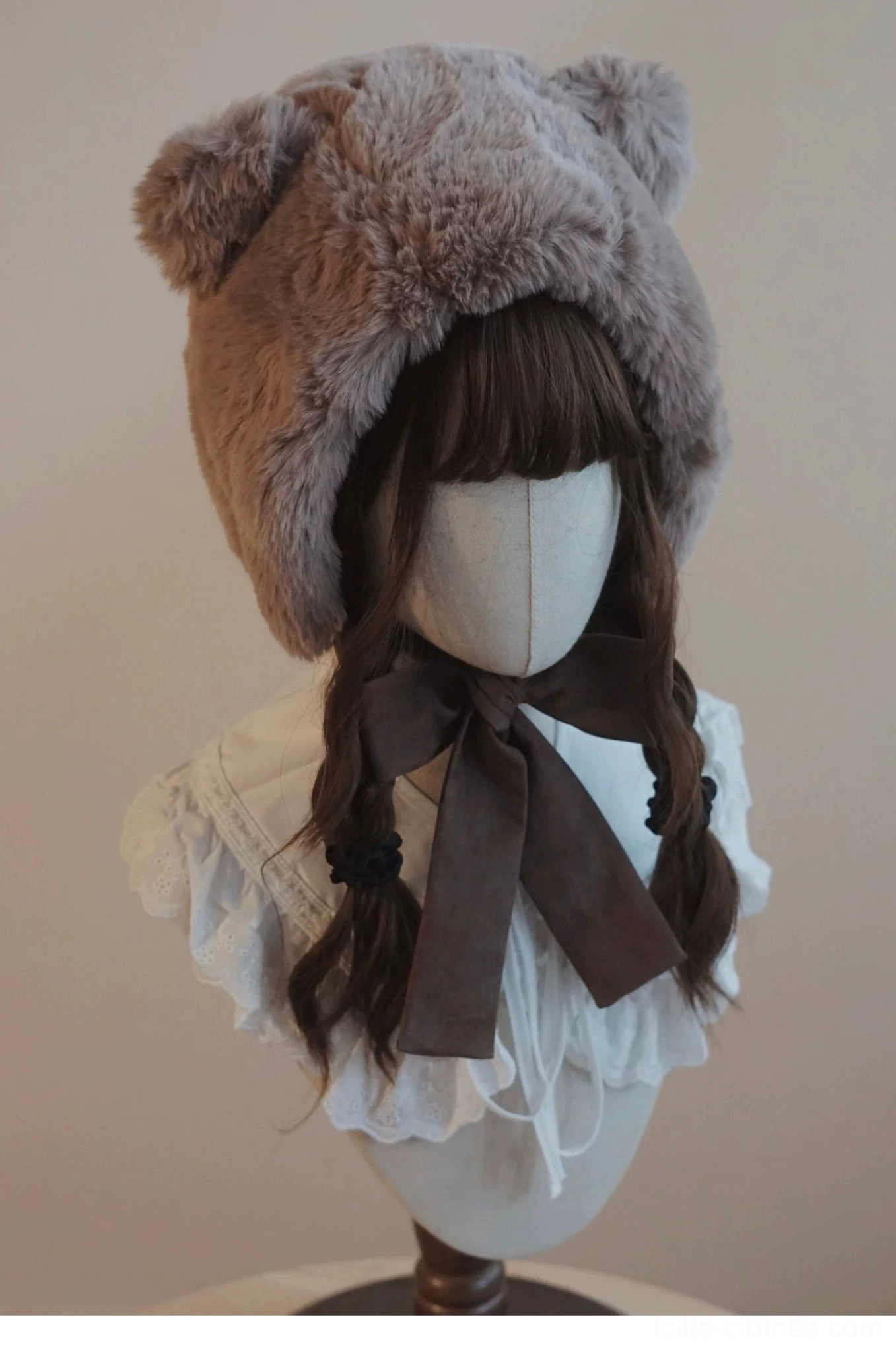Sweet lolita bear ear hat collection color palette golden brown white khaki grey coordinating options