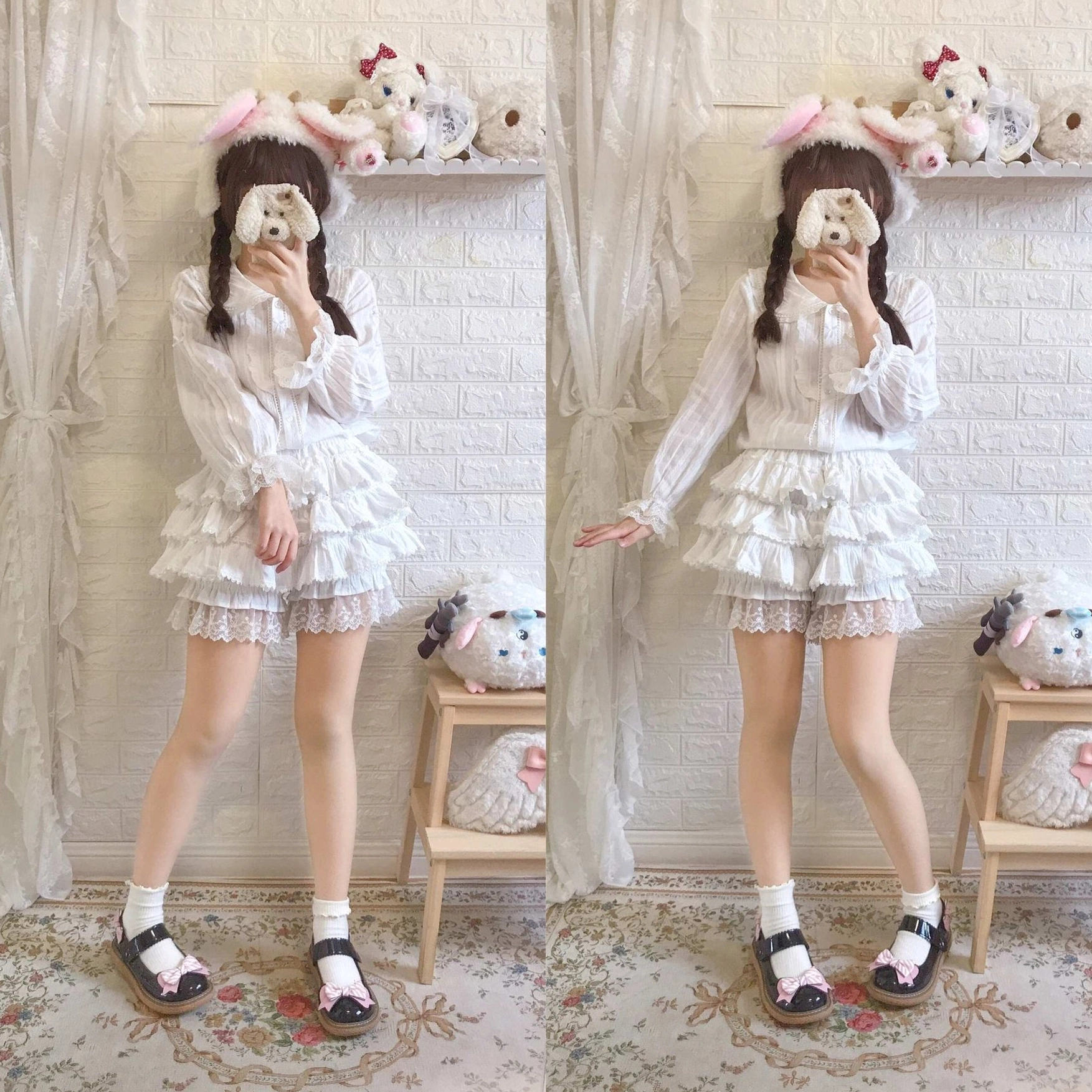 Sweet lolita bloomers styling inspiration showing how to coordinate with thigh-high socks, Mary Jane shoes, and classic lolita skirt dresses for complete aesthetic