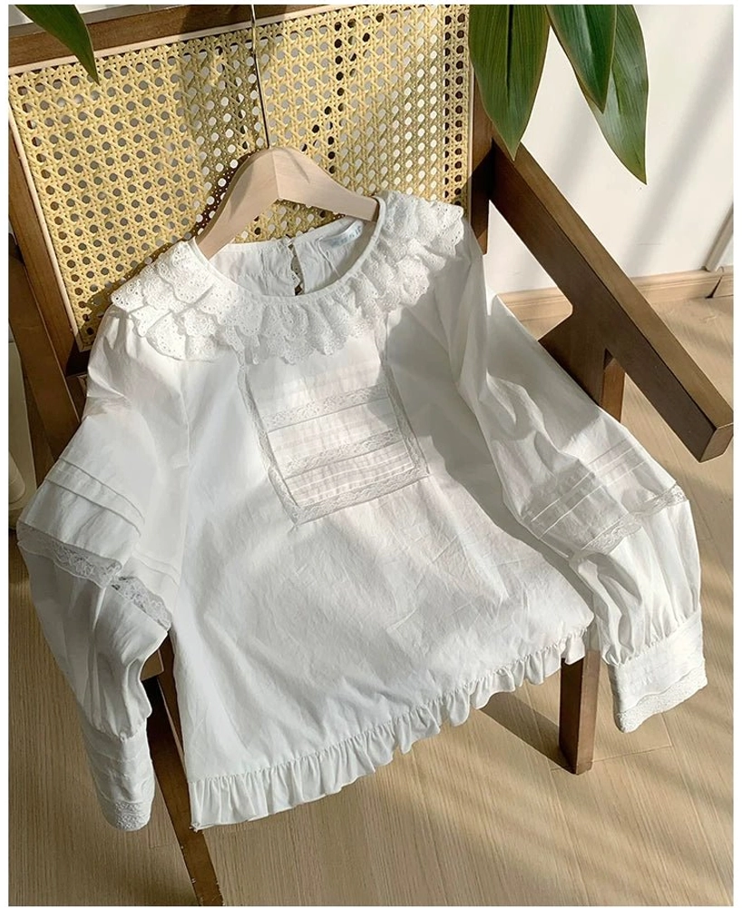 Sweet lolita cotton blouse styled coordinate showing multiple color options and full outfit pairing with matching accessories and lolita aesthetic