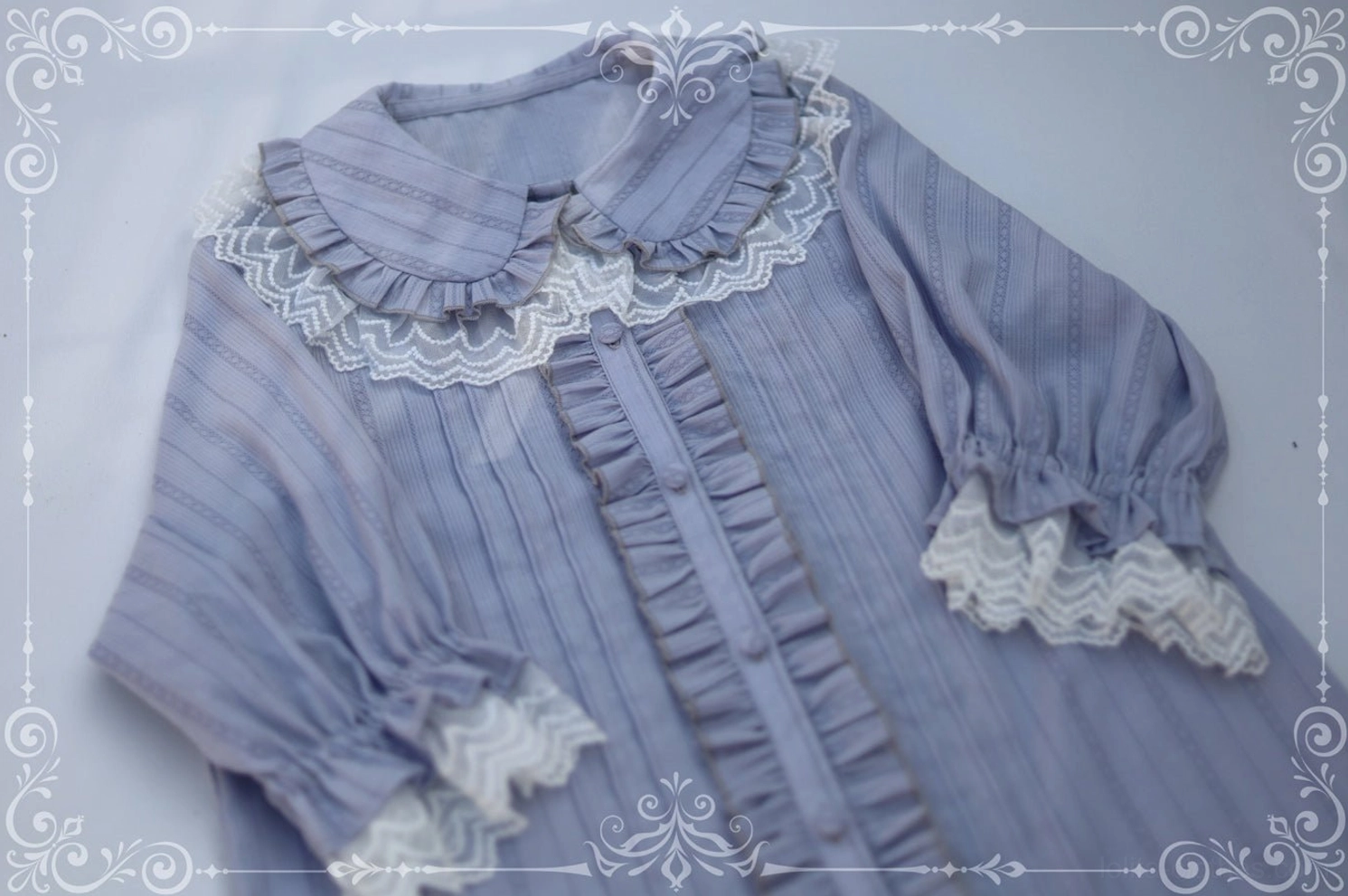 Lolita peter pan collar short sleeve blouse ivory milk white color puff sleeves lace collar color comparison view