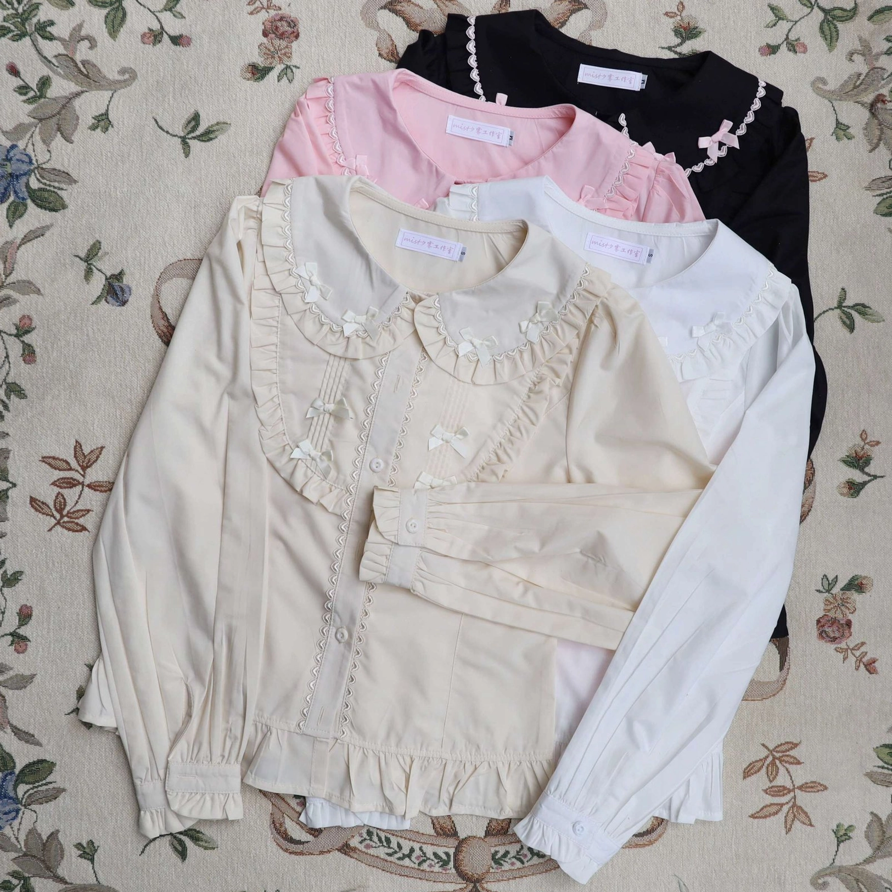 Sweet lolita blouse size chart comparison small medium large xl measurements flat lay demonstration