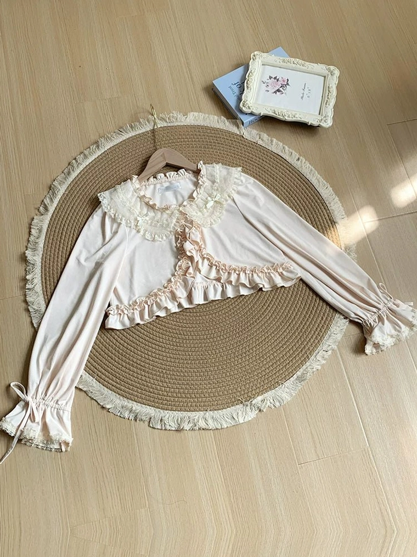 Sweet lolita bolero imitation rose button closure front neckline delicate floral button details romantic garden-inspired lolita fashion element