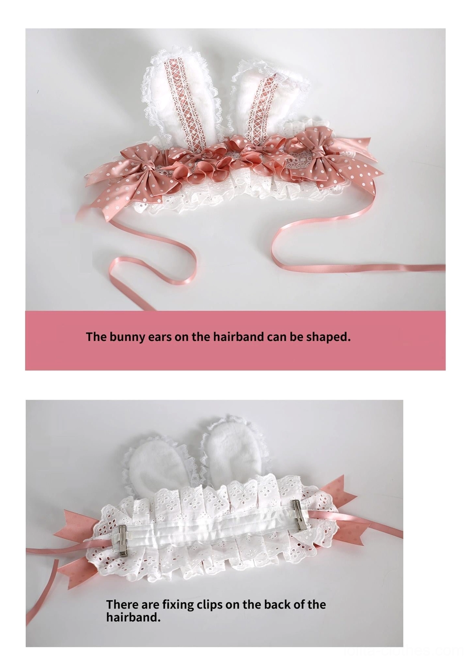 Sweet lolita bunny ear hairband product packaging unboxing and presentation with accessory details