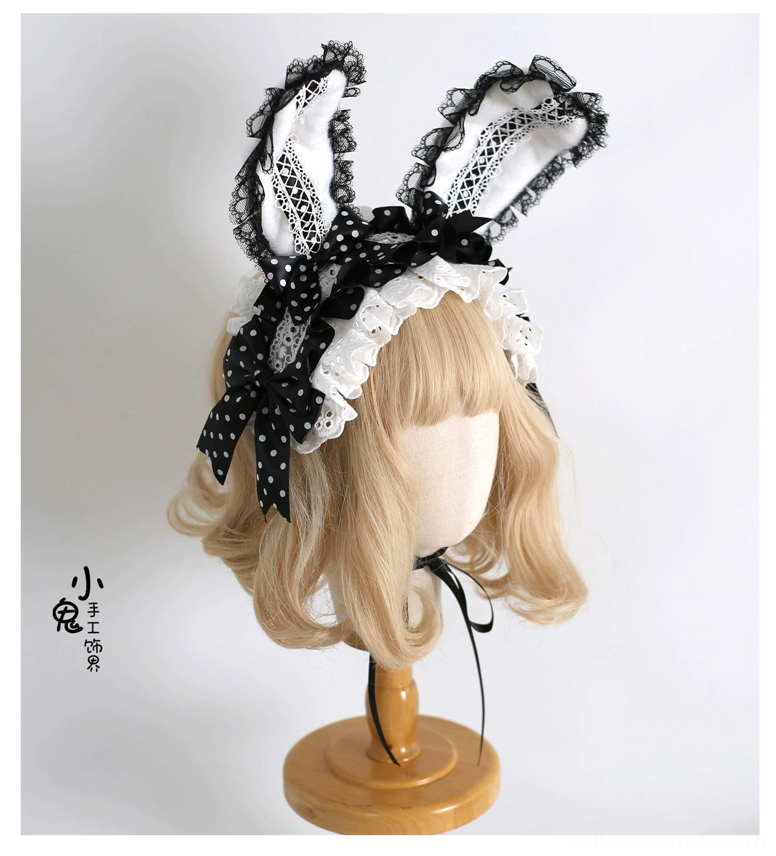 Sweet lolita pink bunny ear hairband paired with full lolita coordinate outfit inspiration styling