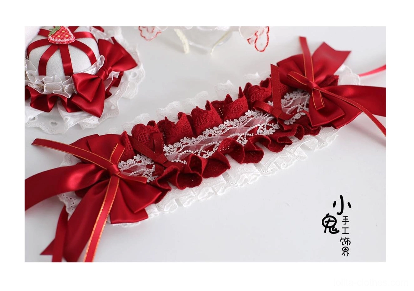 Versatile sweet lolita bunny ear headpiece perfect for cosplay, conventions, and aesthetic fashion photography with shapeable elements and strawberry-themed embellishments