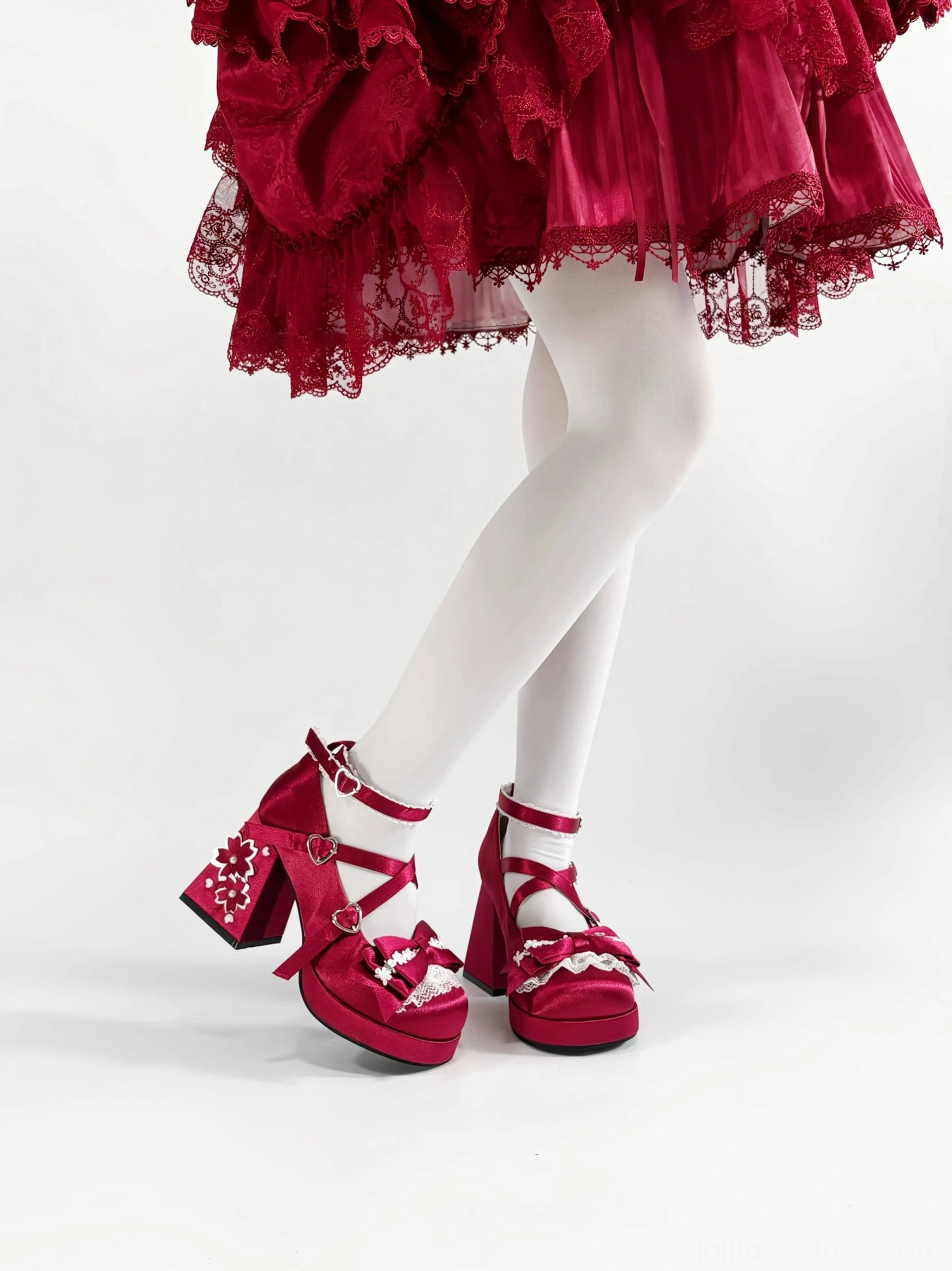 Sweet lolita chunky platform heel shoes size and fit guide showcasing different sizes and color options for comprehensive selection