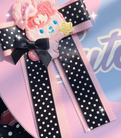 Sweet Lolita corsage accessory collection featuring multiple colors polka dot ribbon designs pearl decorations and authentic Japanese subculture aesthetic inspiration