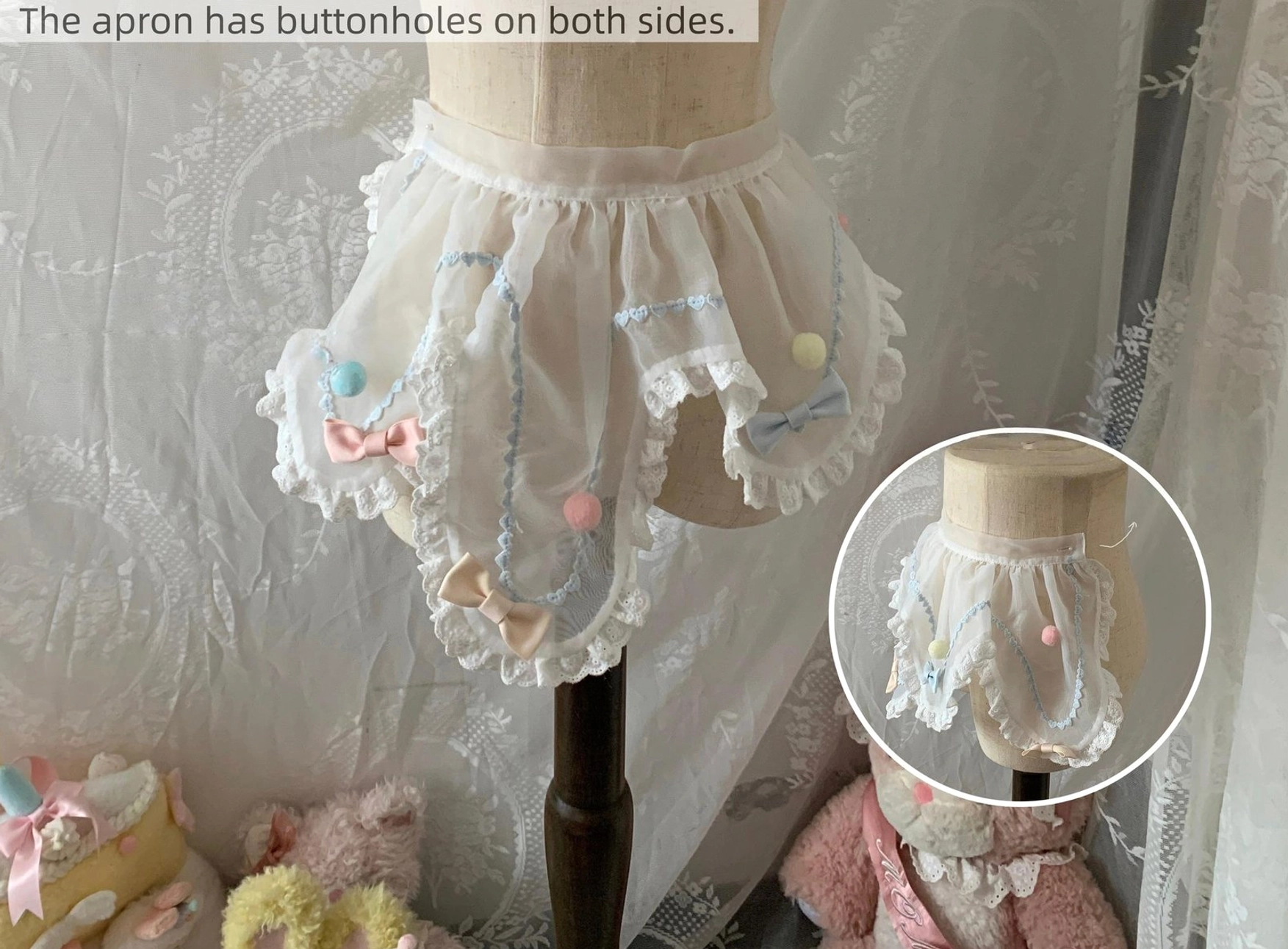 Sweet lolita detachable apron overlay separate accessory piece cat dessert print