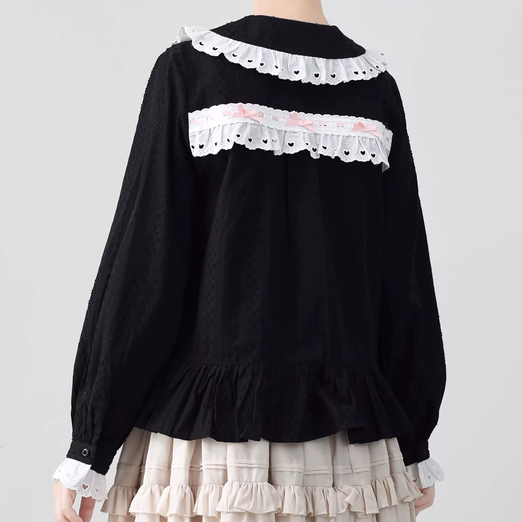 Sweet lolita doll collar blouse available in blackpink beige and white multicolor cotton options