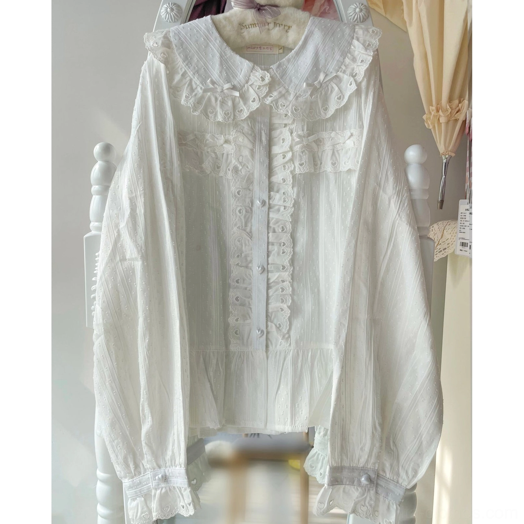 Sweet lolita doll collar blouse cotton fabric soft comfortable romantic style long sleeves