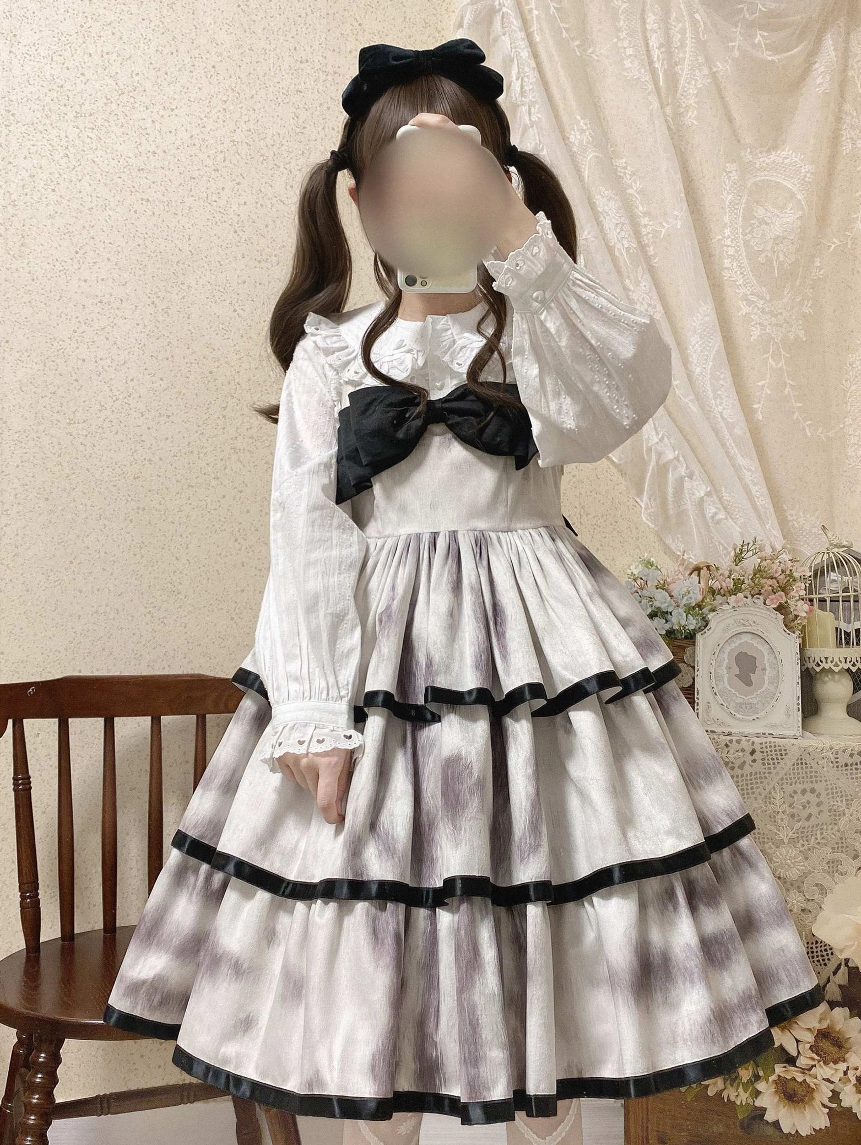 Sweet lolita doll collar blouse kawaii aesthetic design with delicate fabric details and button closures