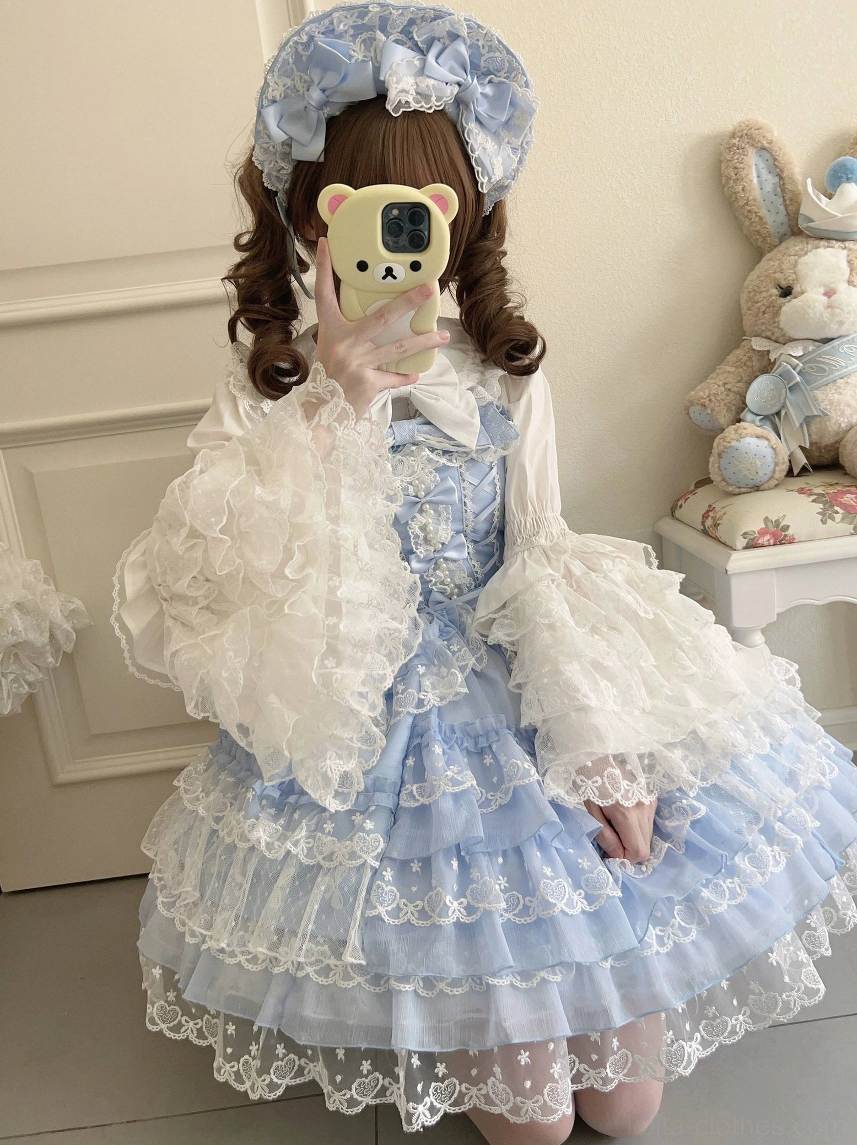 Sweet Lolita dress coordination guide showing how to style JSK with matching pieces, petticoat, and accessories