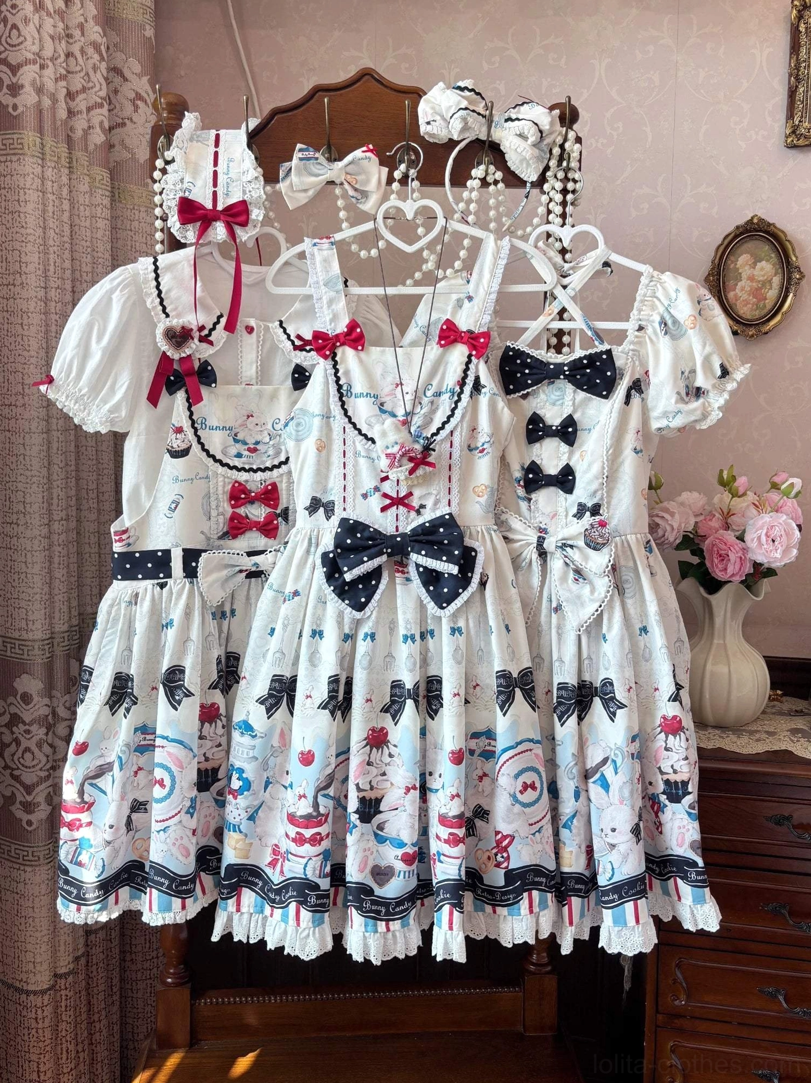 Sweet Lolita dress professional photography model showcase bunny print coordinate aesthetic