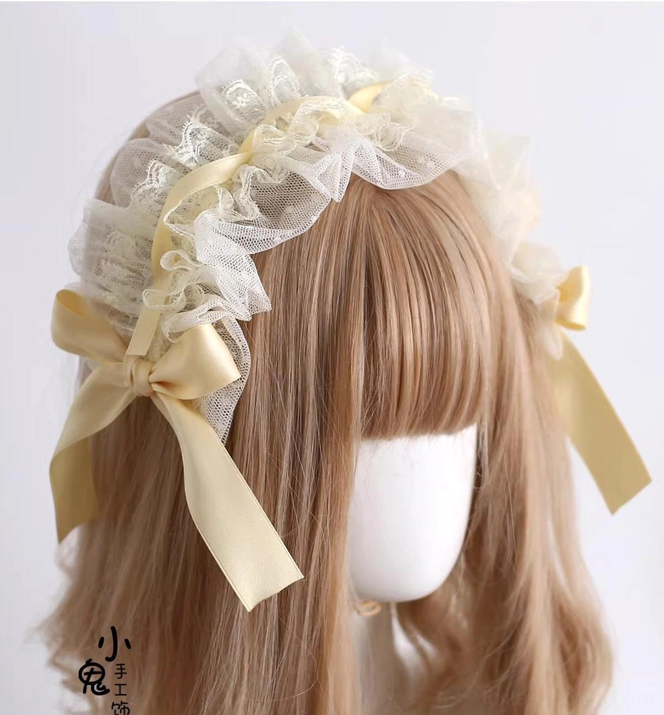 sweet-lolita-fashion-cream-and-white-lace-headdress-bunny-ears-beige-satin-ribbon-accessories-collection