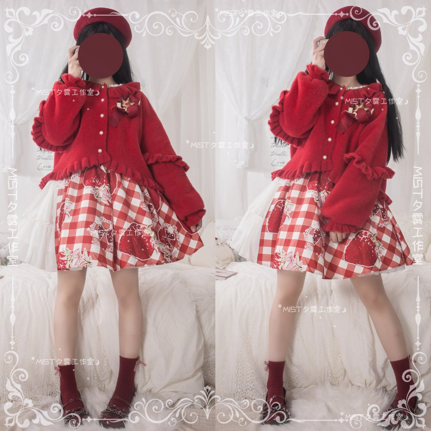 Sweet lolita fuzzy cardigan fit model sizing wearing comparison demonstration