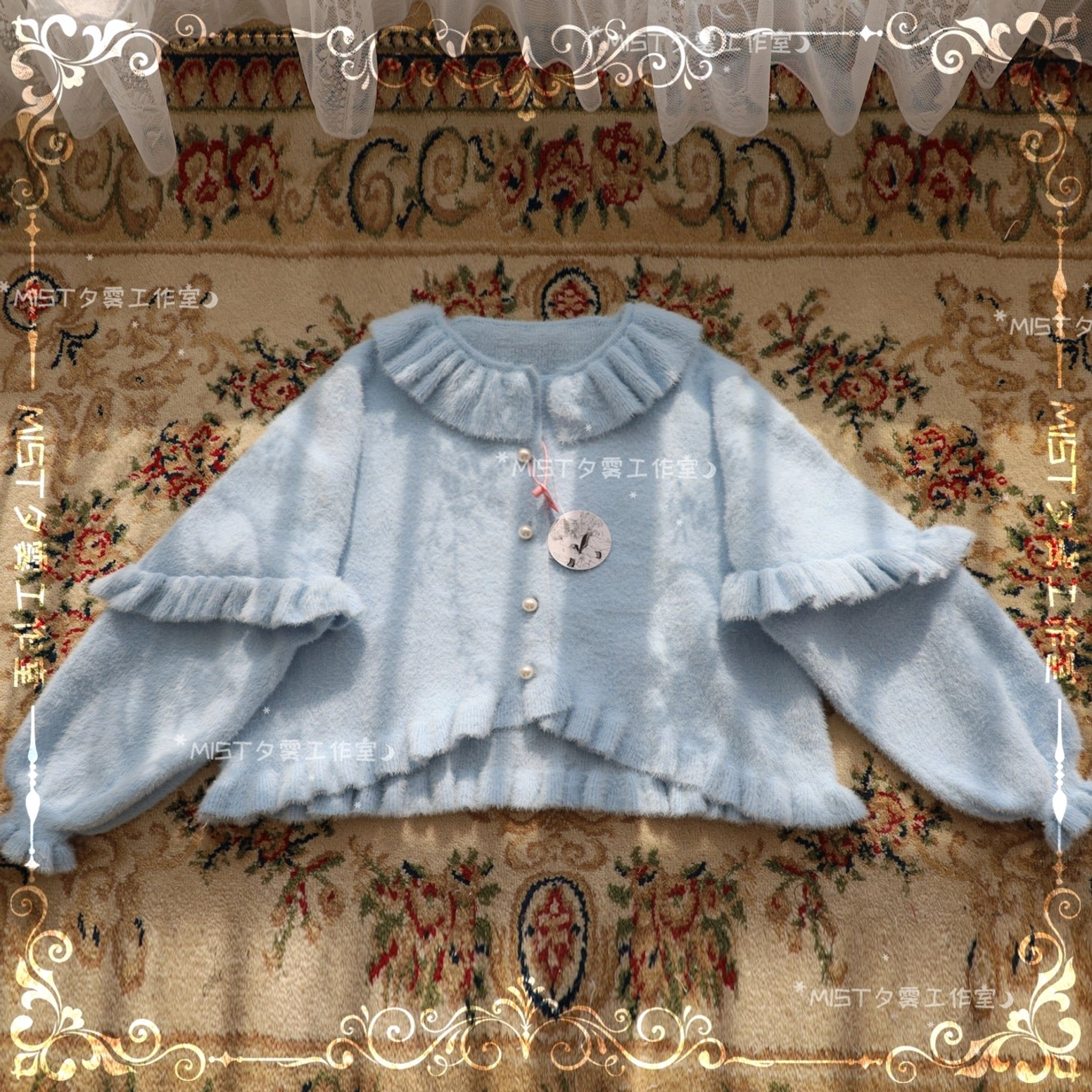 Sweet lolita fuzzy cardigan size comparison S L chest waist measurement fit guide
