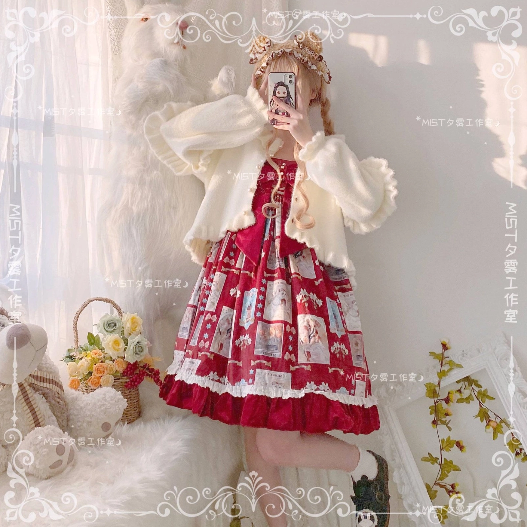 Sweet lolita fuzzy cardigan tea party styling classic lolita aesthetic formal wear