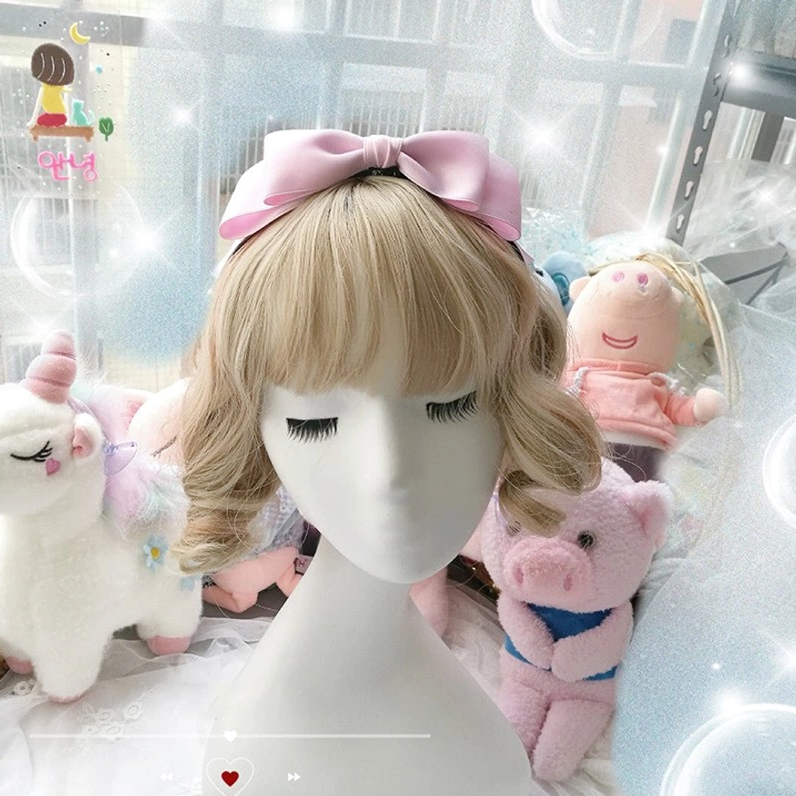 Sweet lolita hair bow clip KC matte satin multiple color variations styling display arrangement