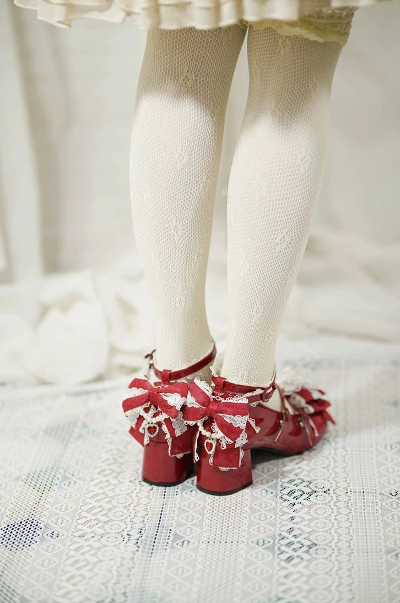 Sweet Lolita wedding heels styling guide showing how to coordinate with tiered skirts ruffled blouses leg accessories and Lolita fashion elements for cohesive outfit
