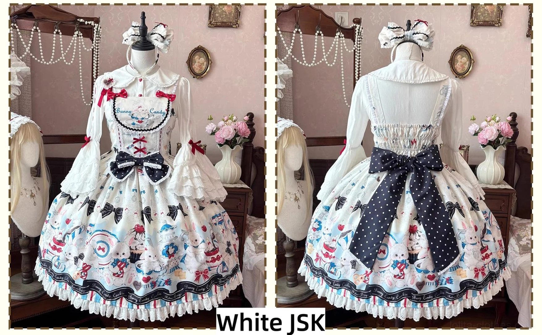 Sweet Lolita hime-sleeve shirt bunny-ear shirt size chart shoulder width shirt length