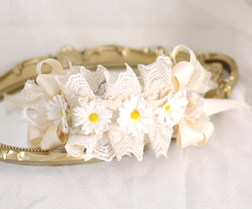 Sweet lolita ivory flower maru brooch versatile styling brooch pin clip multiple wear options